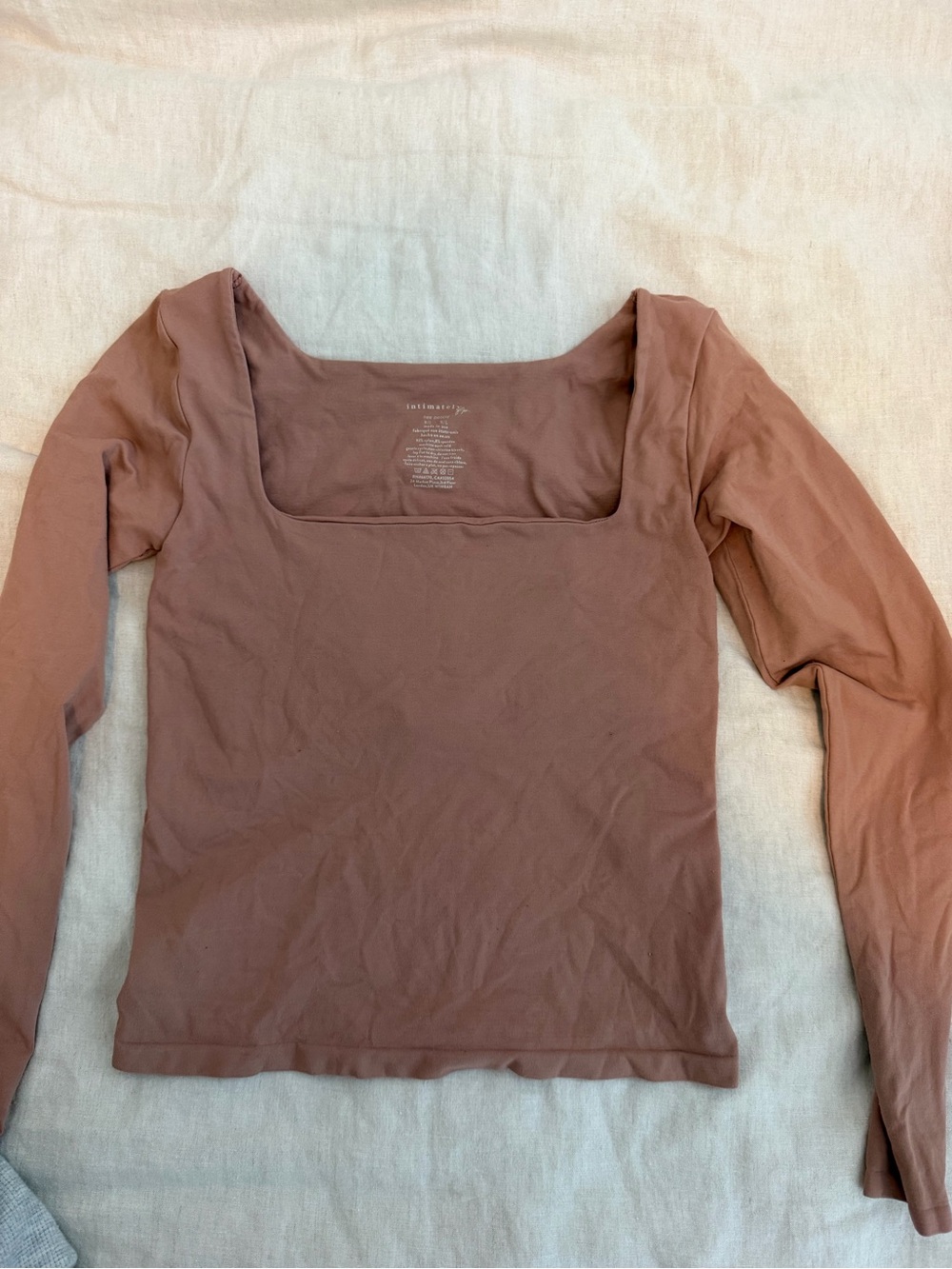 Free People Square Neck Long Sleeve Top in Dusty Mauve